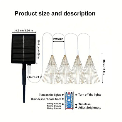 Hanging Solar Fireworks Courtyard Lamps with Remote